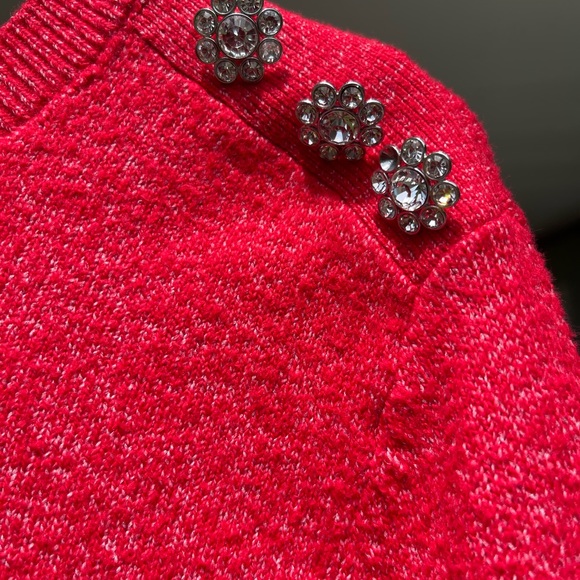 Loft Outlet Red Sz Med with Rhinestones on shoulder - Picture 10 of 14